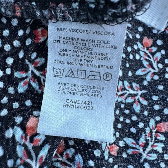 Loft Midi Dress Shift Floral Black Tiered Boho Medium Petite - Picture 5 of 9